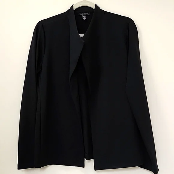 Eileen Fisher preppy Black Drape Open Blazer Office Siren size Small - Picture 17 of 17